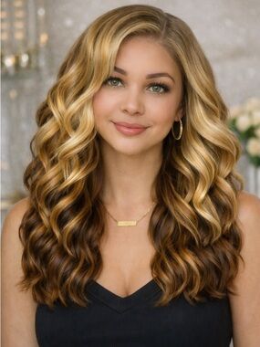 Outre Freya 22" Hand-Tied Lace Wig - honey over chocolate